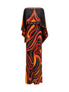 marmo print silk cape dress