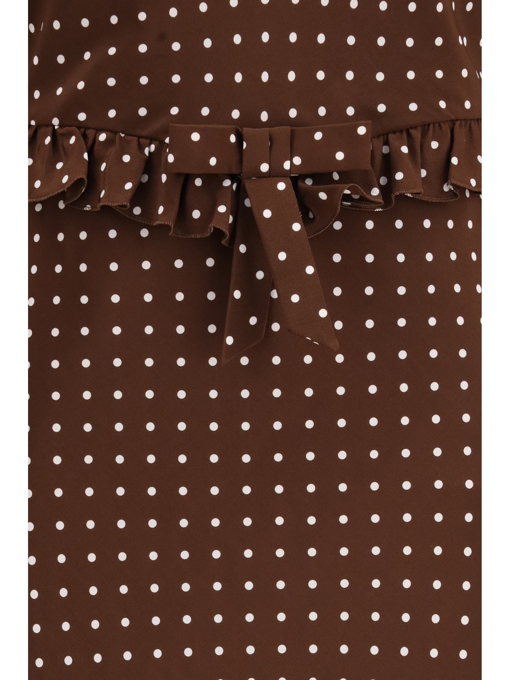 polka dot silk crêpe de chine midi dress with bow