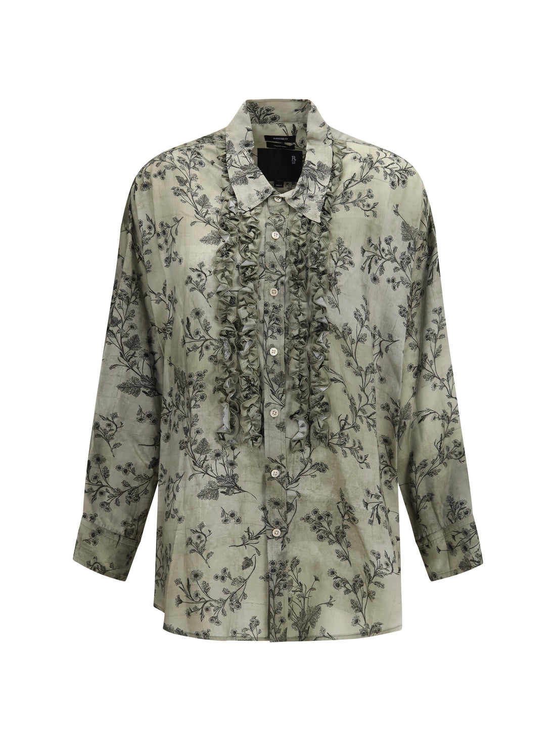 R13 S v-neck ruffle shirt
