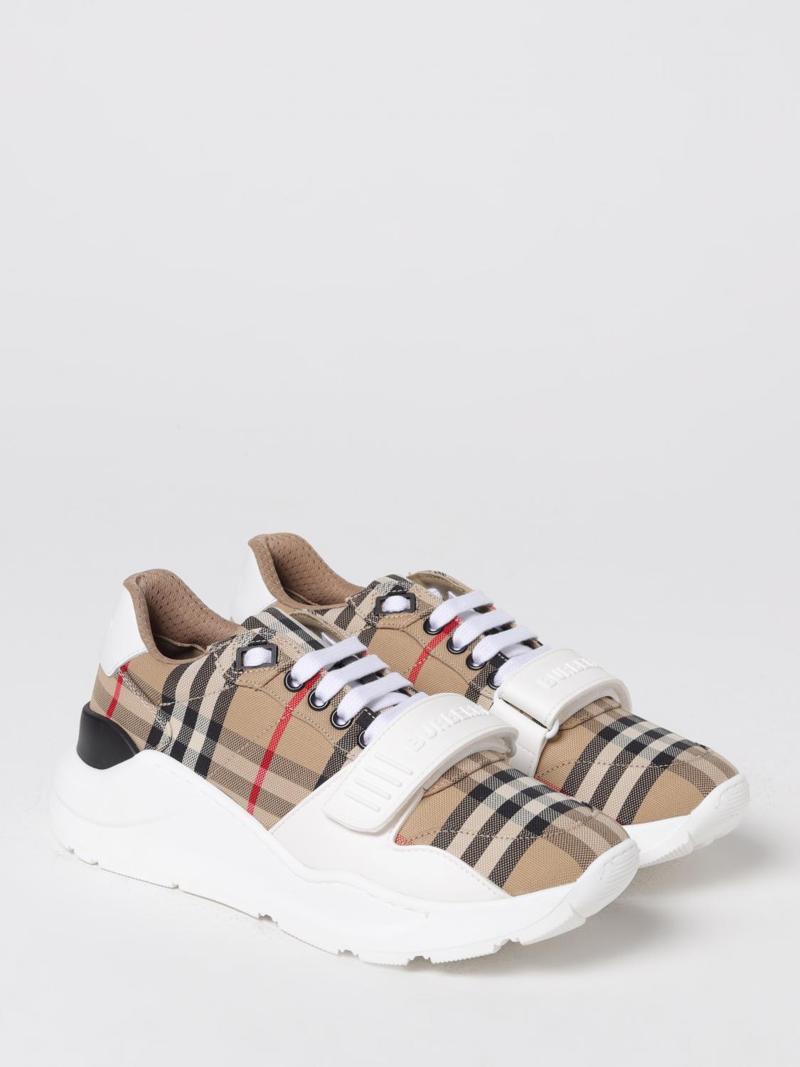 BURBERRY 35 new regis sneakers in canvas check and rubber