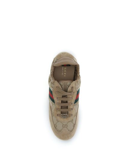 GUCCI 36 shift sneakers in gg fabric and leather