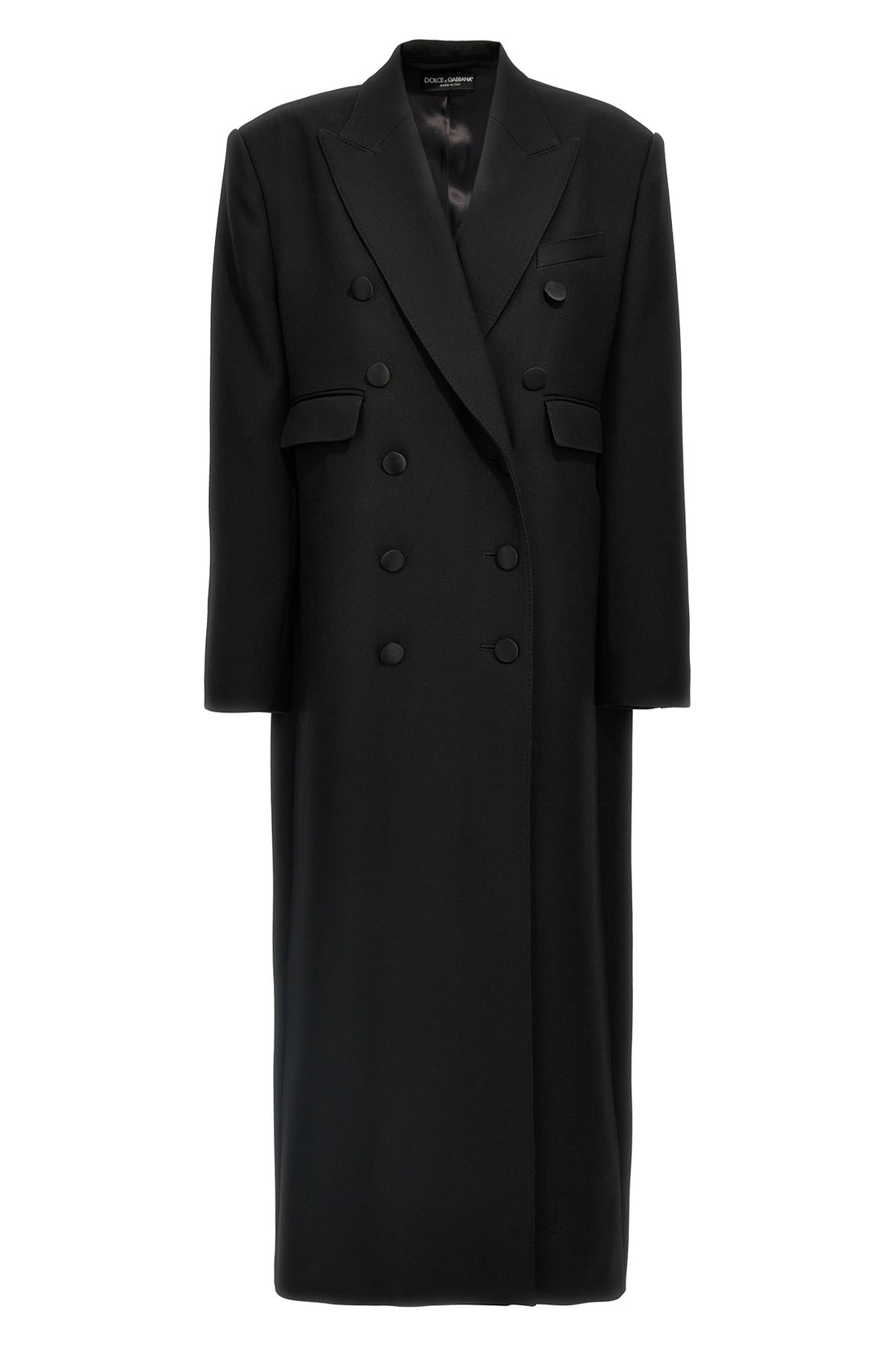 DOLCE &amp; GABBANA 38 long tuxedo coat in double wool gabardine