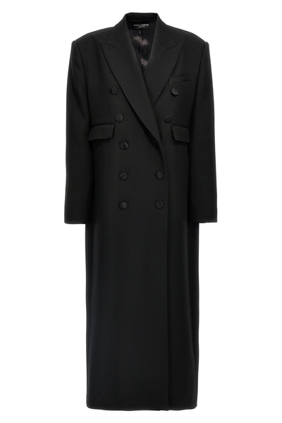 long tuxedo coat in double wool gabardine