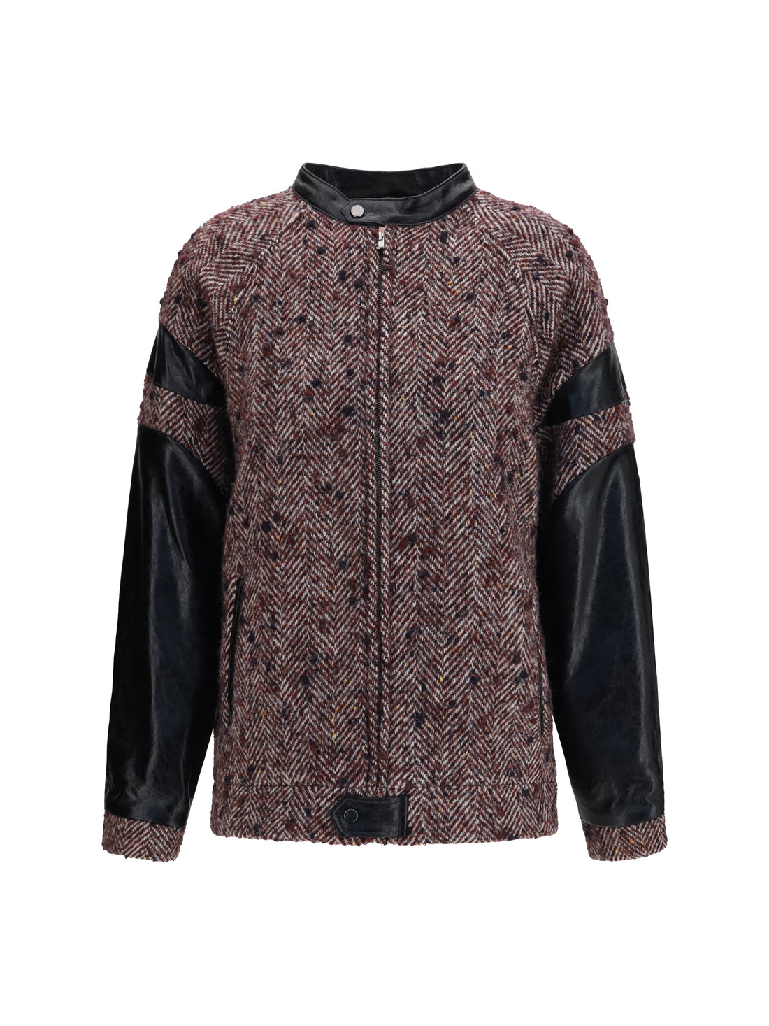 KRISTINA TI 40 virgin wool blend jacket with leather sleeves