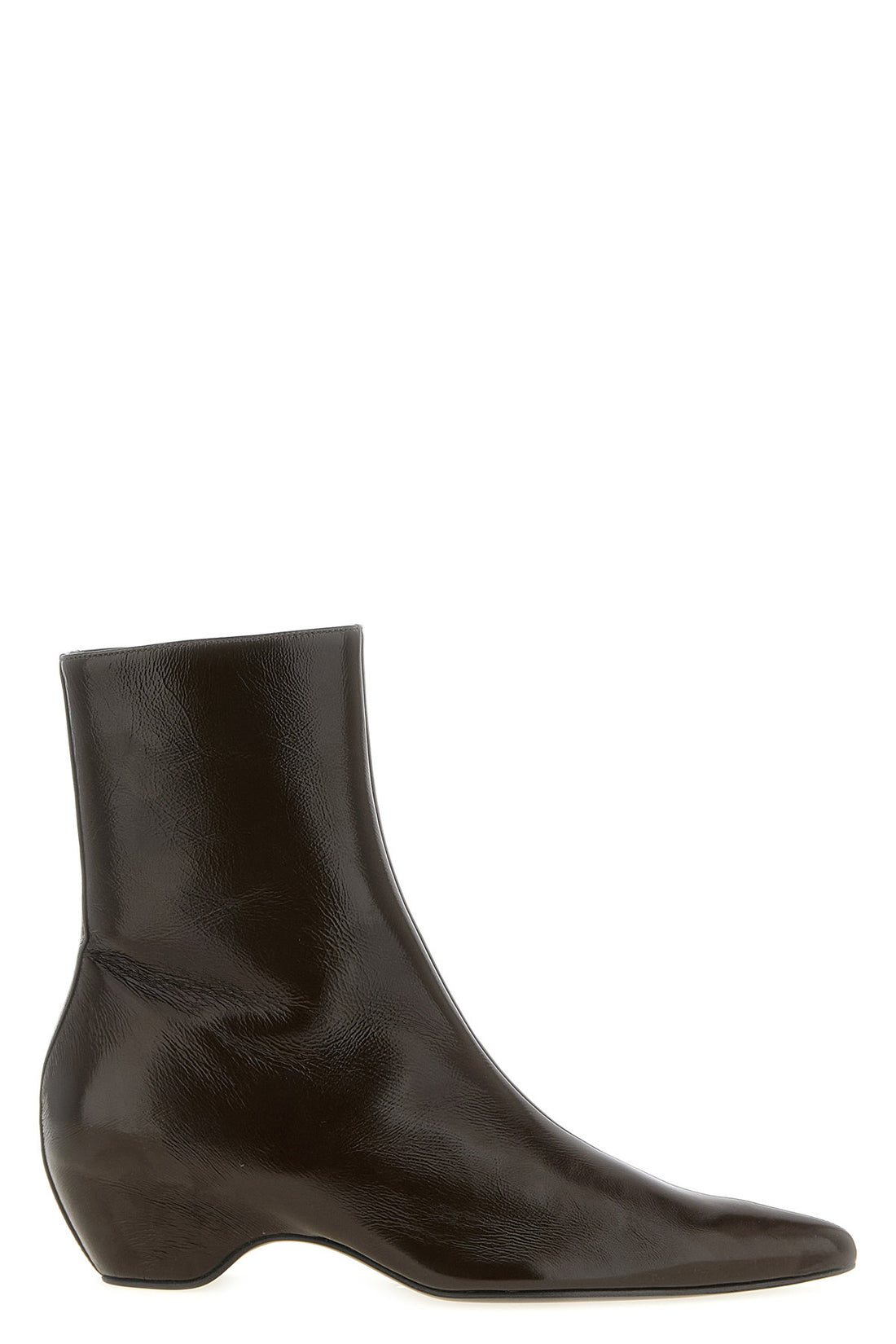 KHAITE 35.5 khaite sybil ankle boots redefine the classic silhouette through architectural