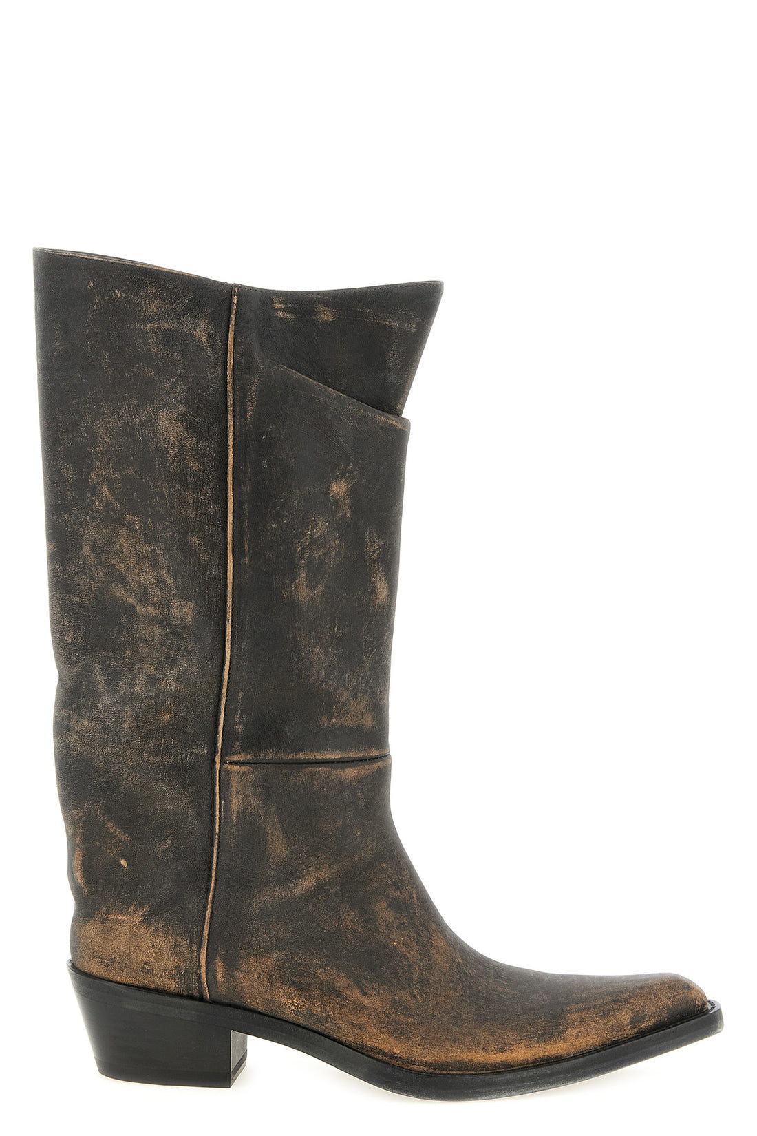 KHAITE 37 clive boots in vegetable-tanned calf leather and brushed by hand to obtain a r