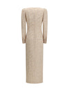 jacquard draped dress with flounces