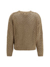 open knit cotton sweater with sequins