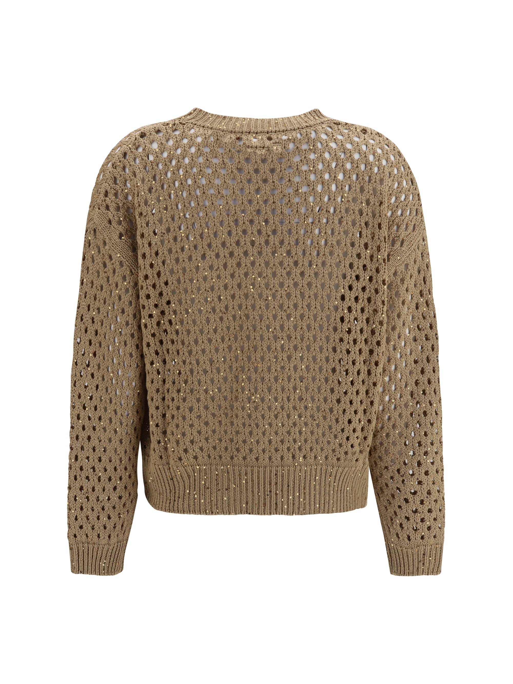 open knit cotton sweater with sequins