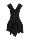 midi dress with draped shawl collar