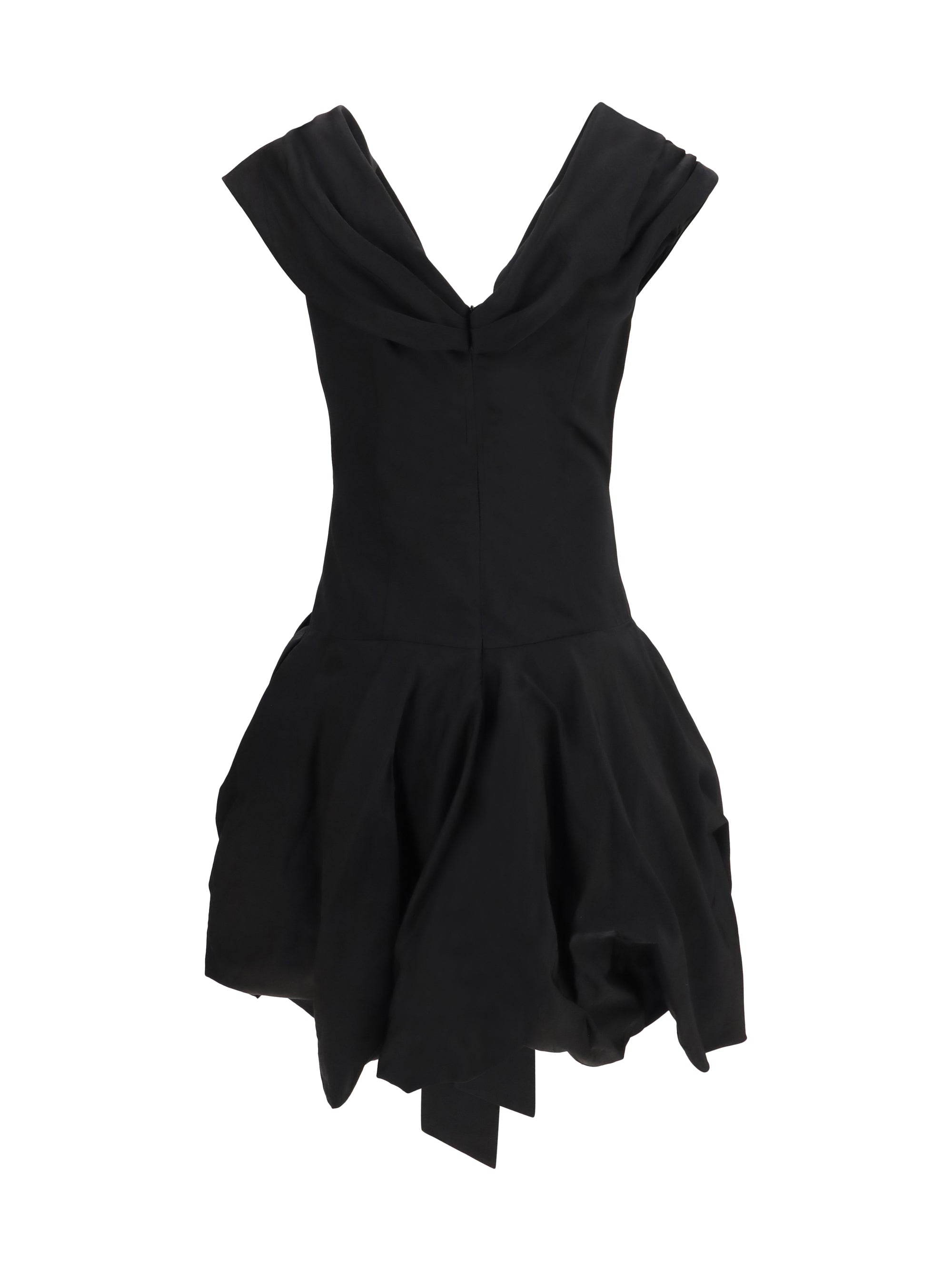 midi dress with draped shawl collar