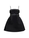 short satin dress with a full skirt