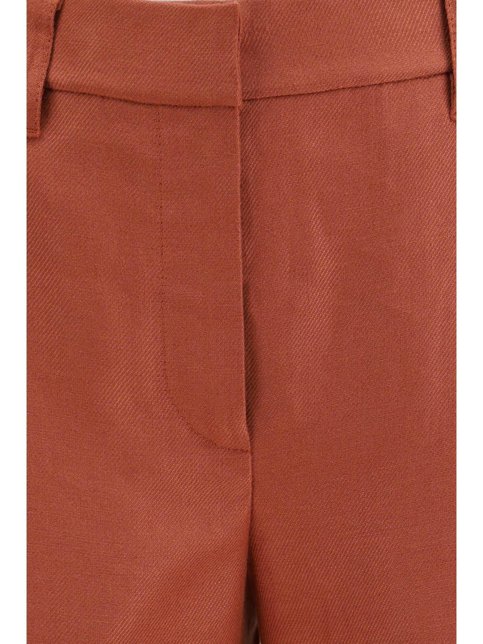 wide-leg pants in linen with elastic waistband and belt loops