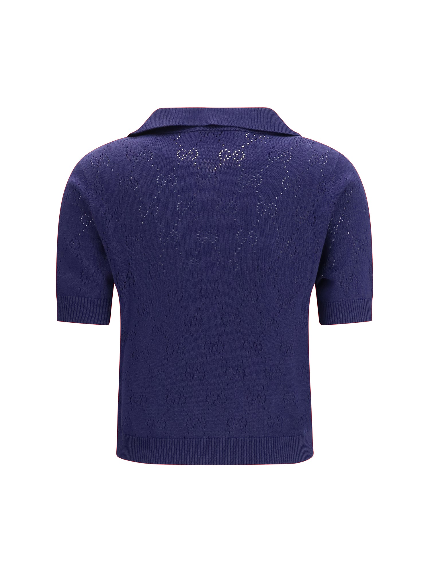 GUCCI M gg pointelle cotton silk polo shirt