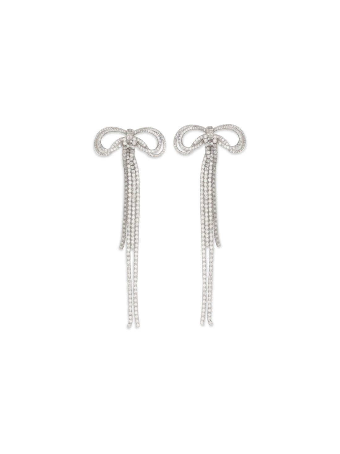 SELF-PORTRAIT OS double crystal bow earrings