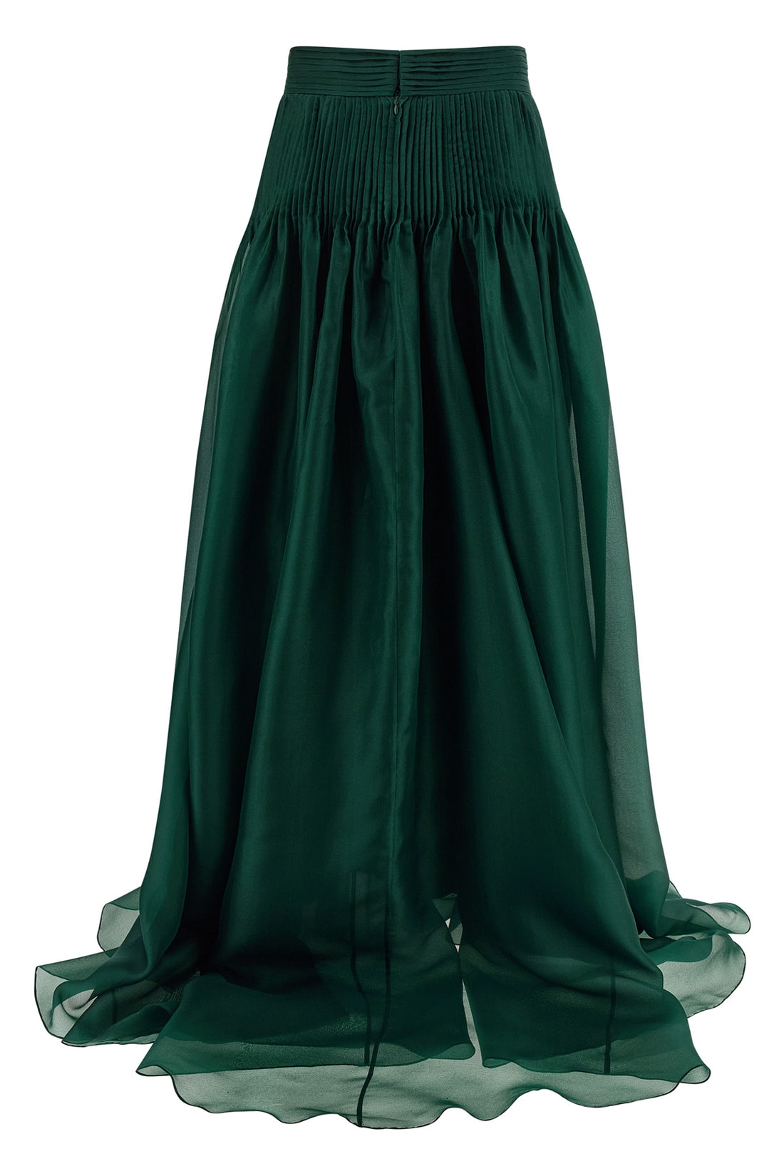 CAROLINA HERRERA 4 pintucked organza long skirt in transparent silk organza