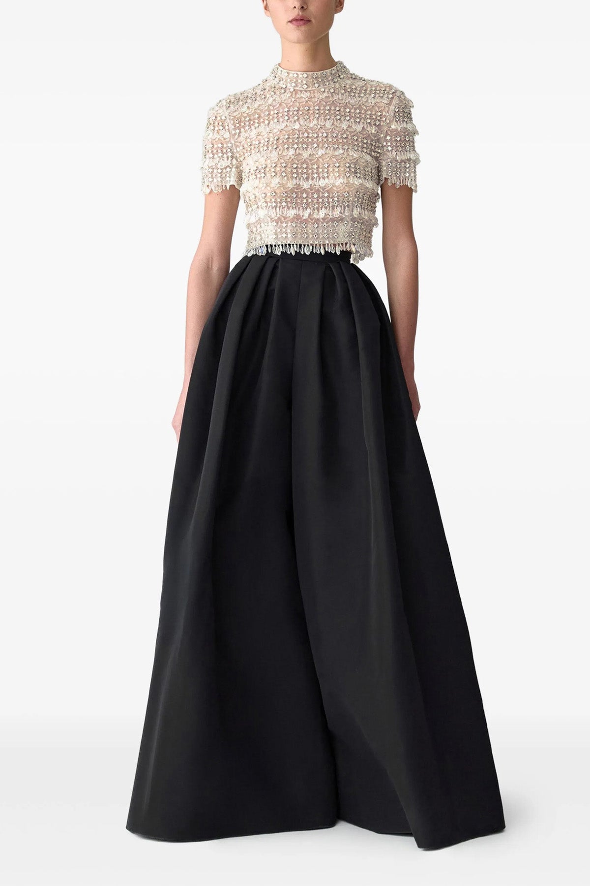 palazzo pants in shiny silk faille