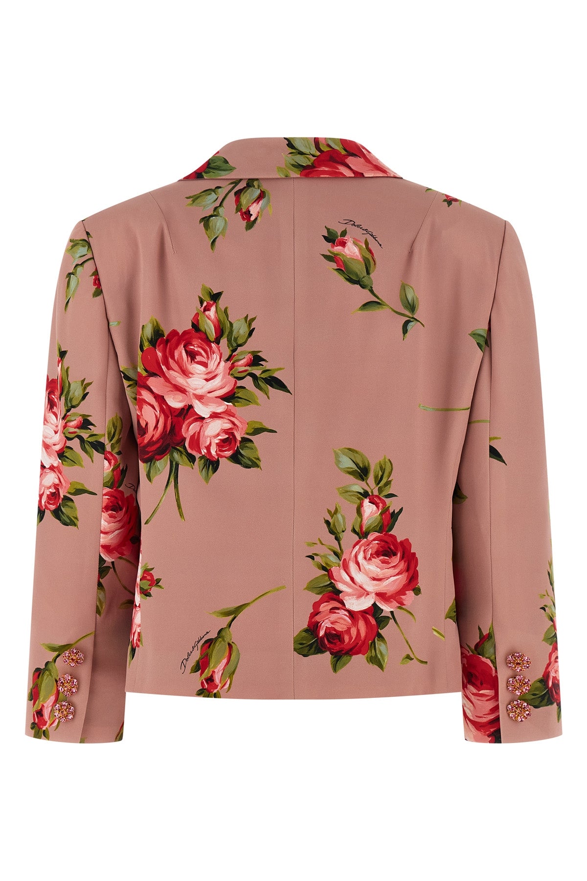 all-over bouquet rose print silk crêpe blazer