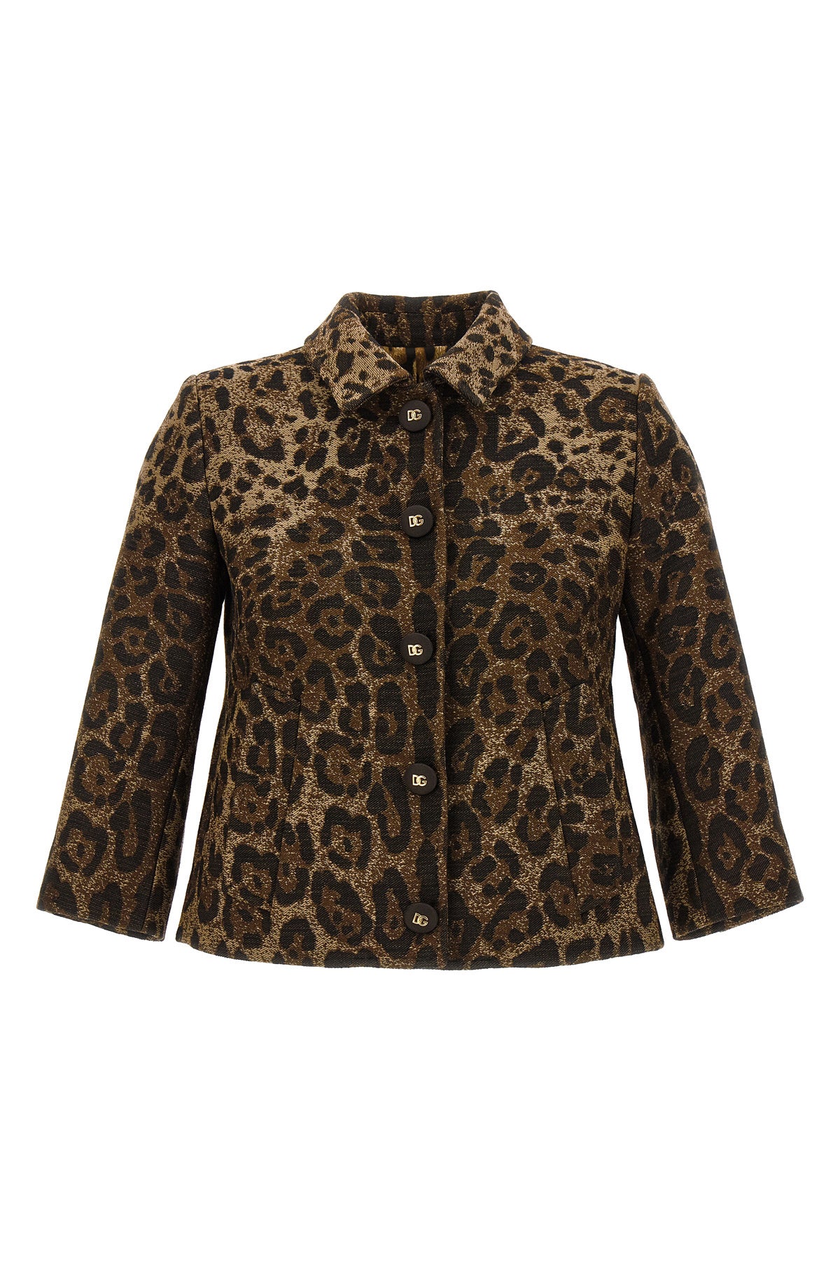 gabbana blazer - camel collection in leopard jacquard wool