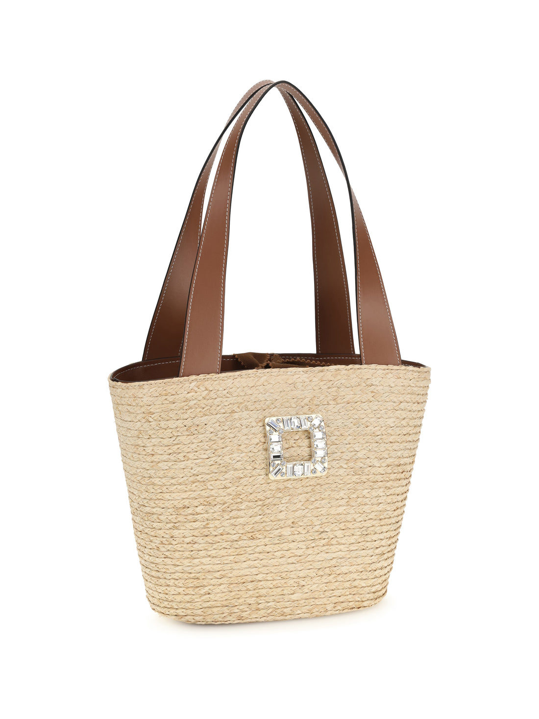 ROGER VIVIER OS mini viv’ skate raffia bucket bag