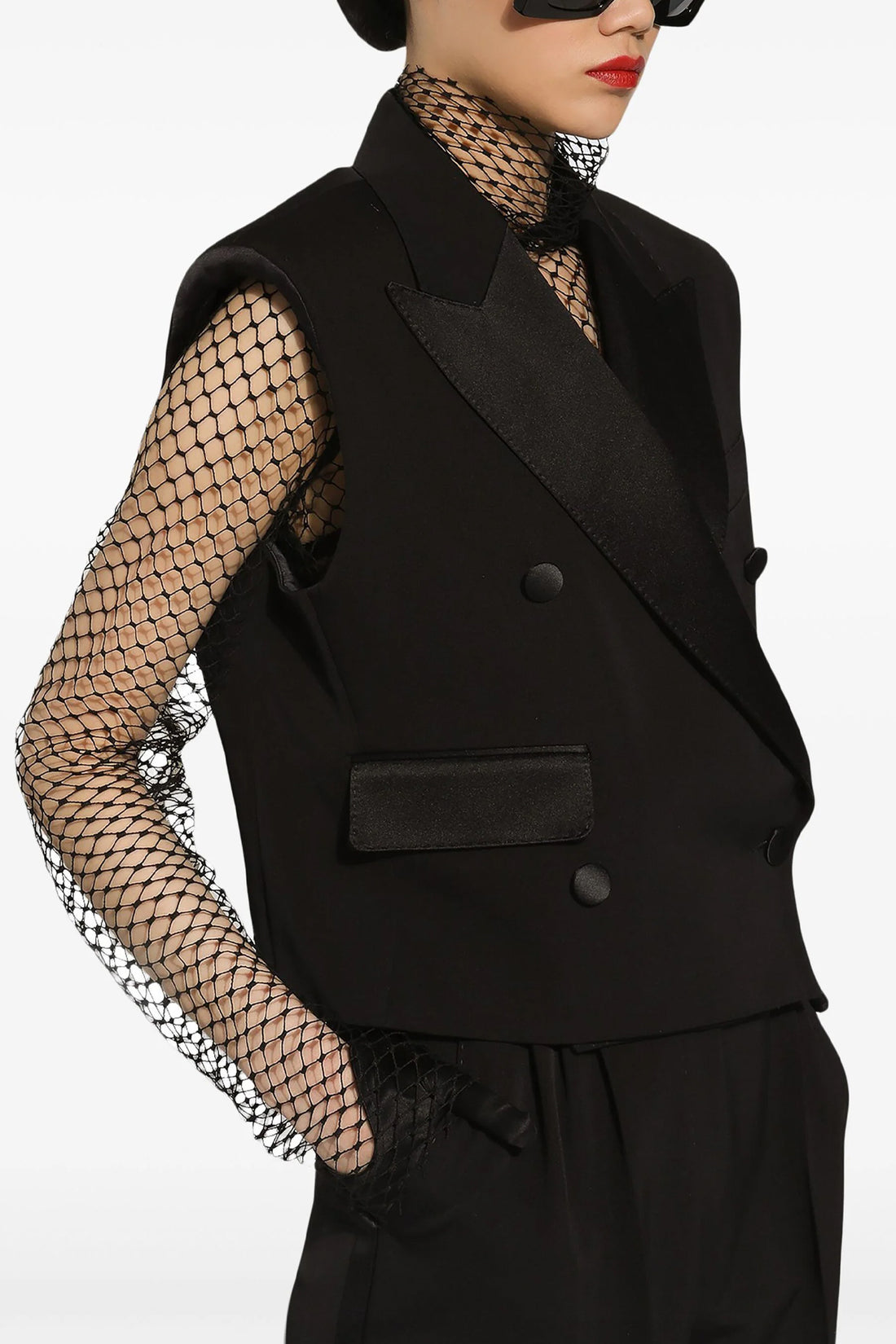 DOLCE &amp; GABBANA 40 tuxedo vest in wool gabardine