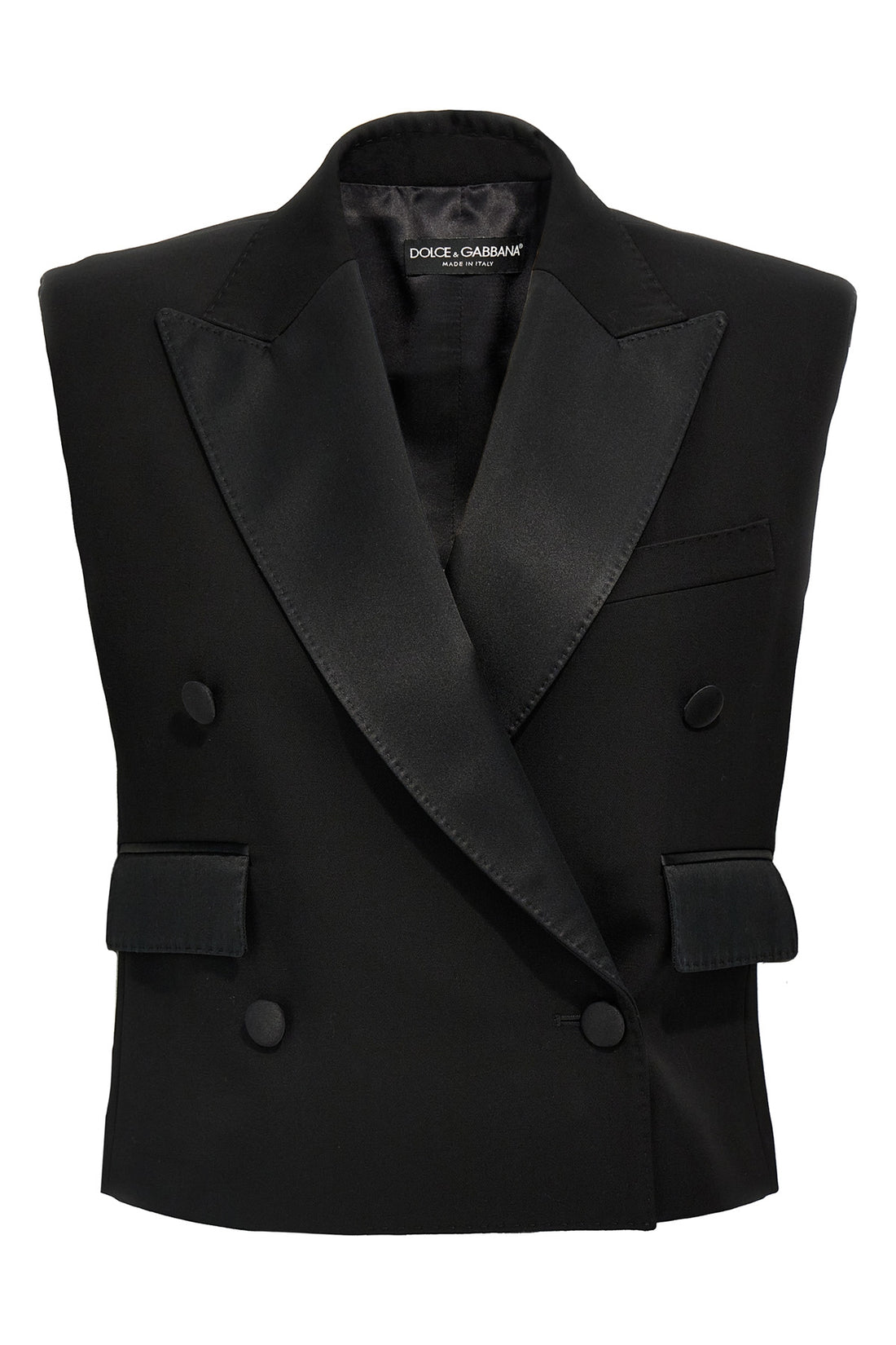 DOLCE &amp; GABBANA 40 tuxedo vest in wool gabardine