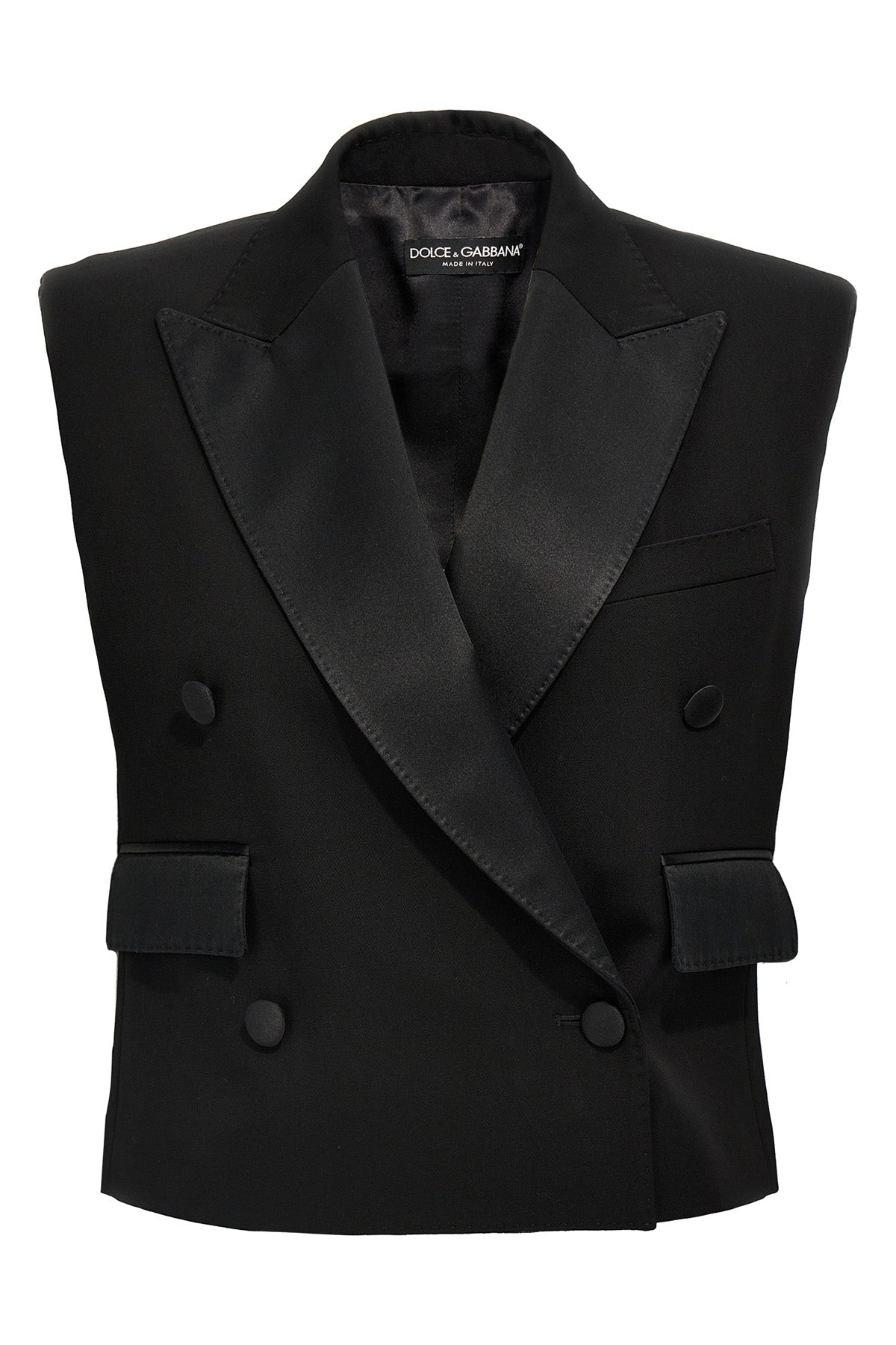 tuxedo vest in wool gabardine