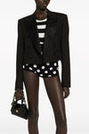 tuxedo double-breasted short wool twill blazer