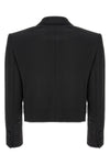 tuxedo double-breasted short wool twill blazer