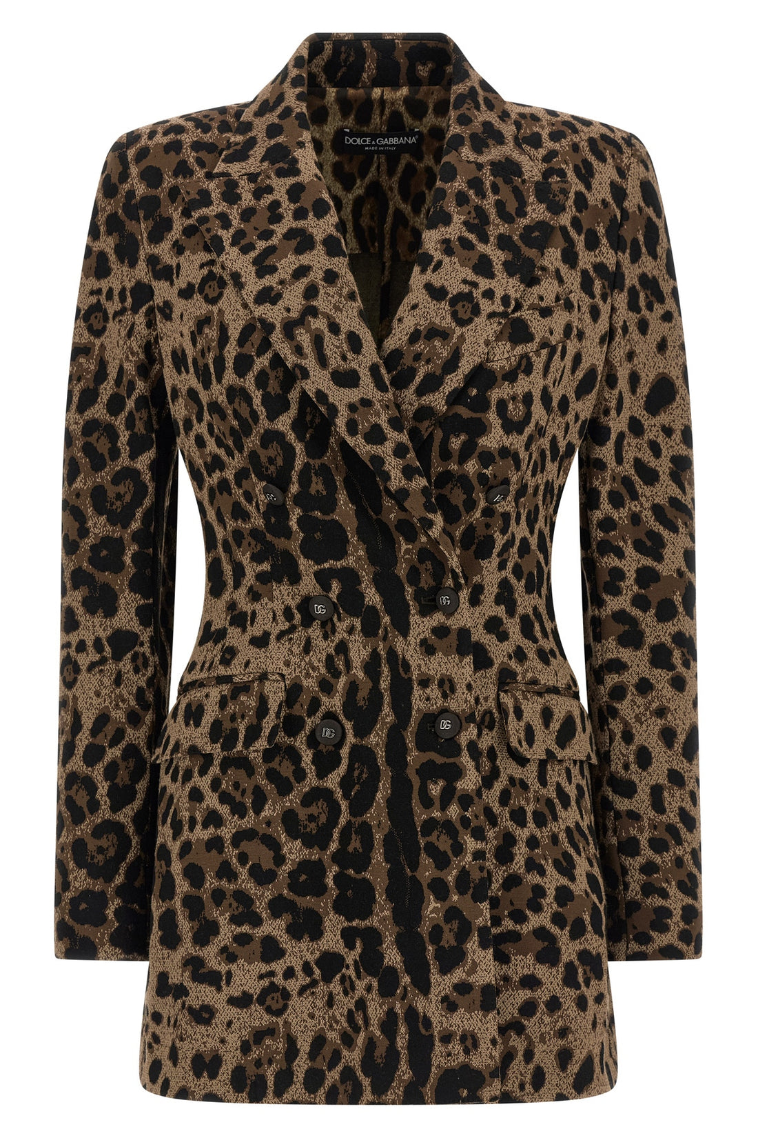 DOLCE &amp; GABBANA 42 turlington - collezione cammello double-breasted blazer in stretch wool leopar