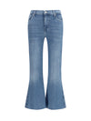 cropped flared jeans with raw hem