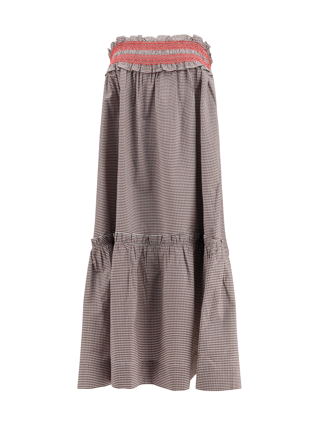 GANNI 36 checked cotton skirt with gathered waist