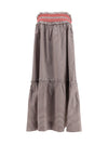 checked cotton skirt with gathered waist