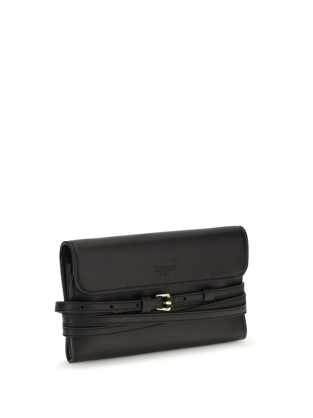 MOSCHINO OS leather wallet with buckle detail 