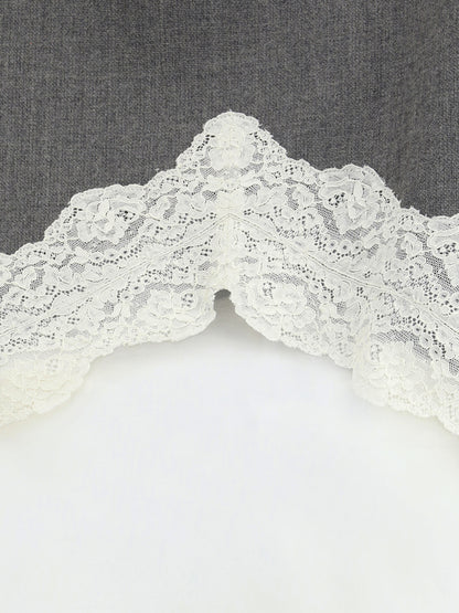 JIL SANDER 34 midi wool and lace skirt