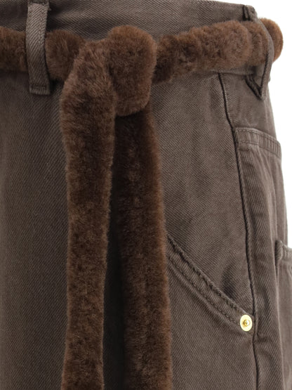 DARKPARK 25 lisa fur belt adorned loose fit carpenter pants 