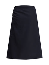DRIES VAN NOTEN 38 sovora blue midi skirt with lateral jewel embellishment