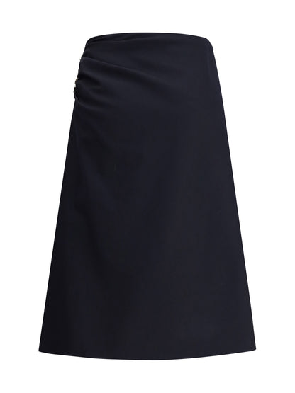 DRIES VAN NOTEN 38 sovora blue midi skirt with lateral jewel embellishment