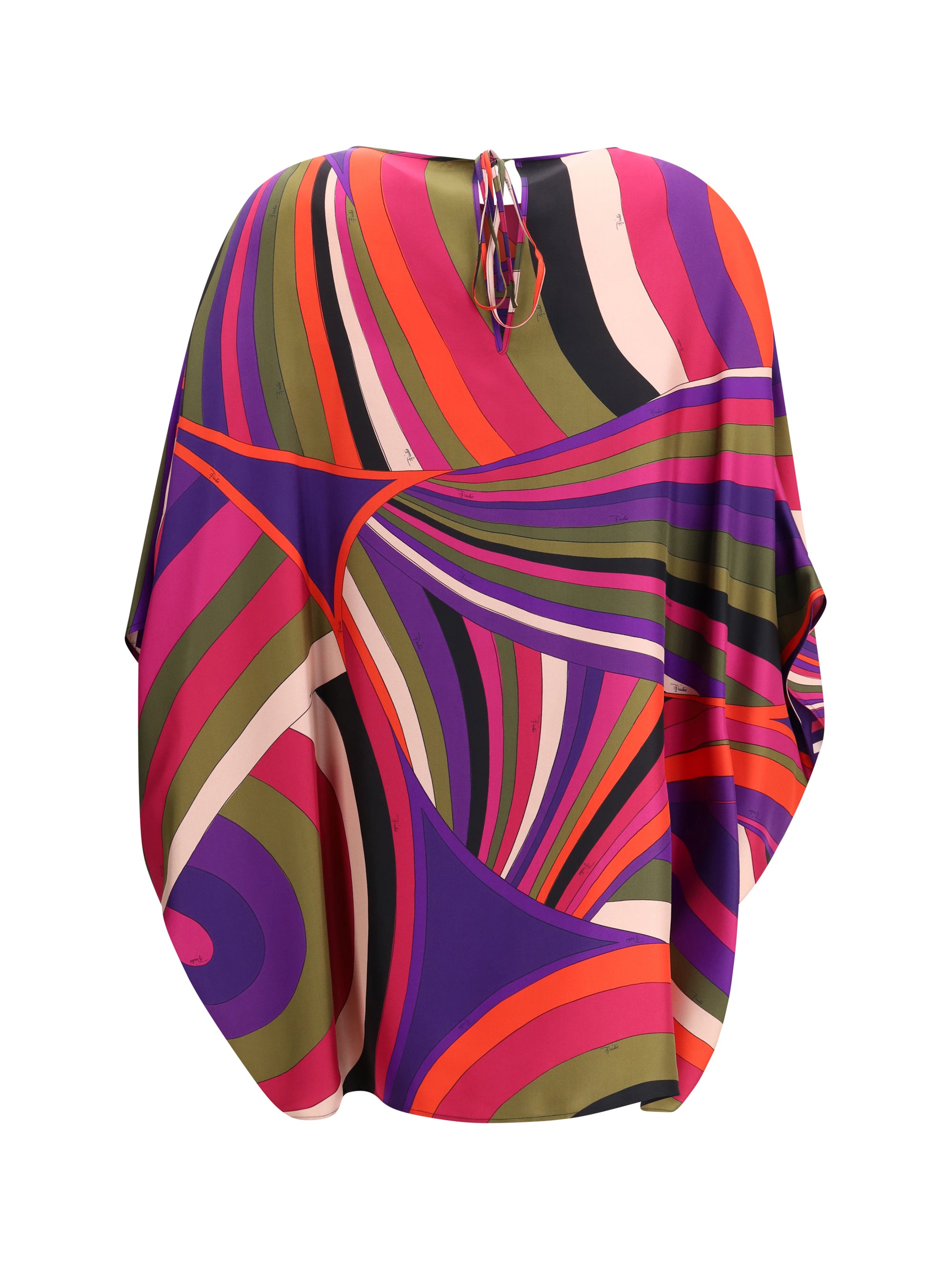 PUCCI OS short caftan in silk with marmo print