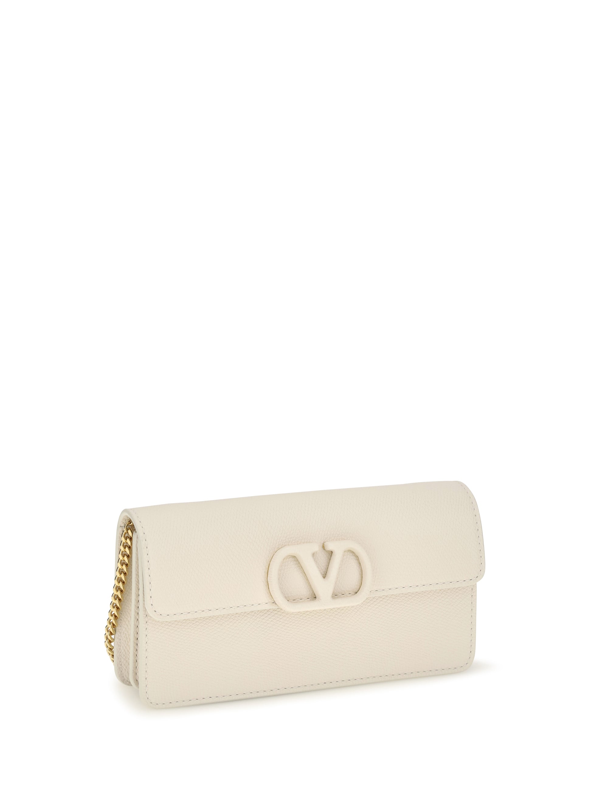 vlogo signature grainy calfskin chain wallet
