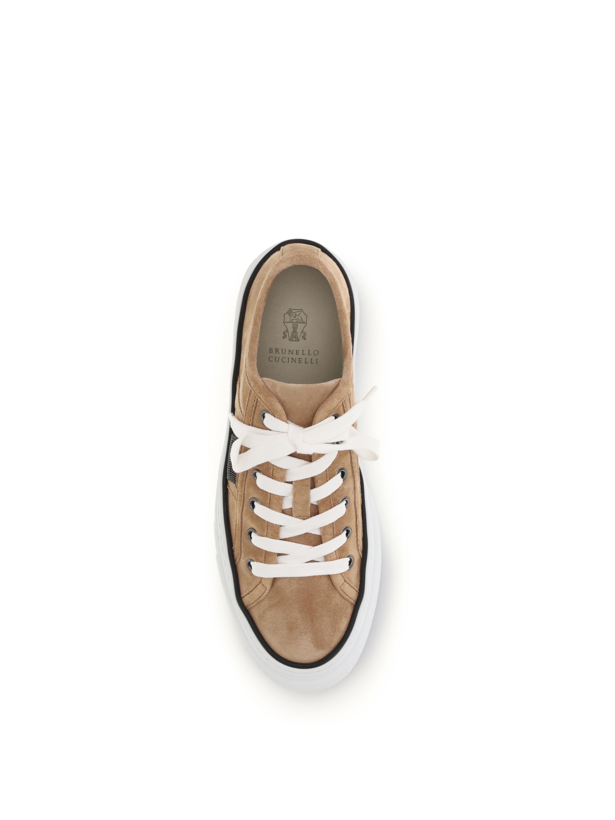 shiny tab suede sneakers
