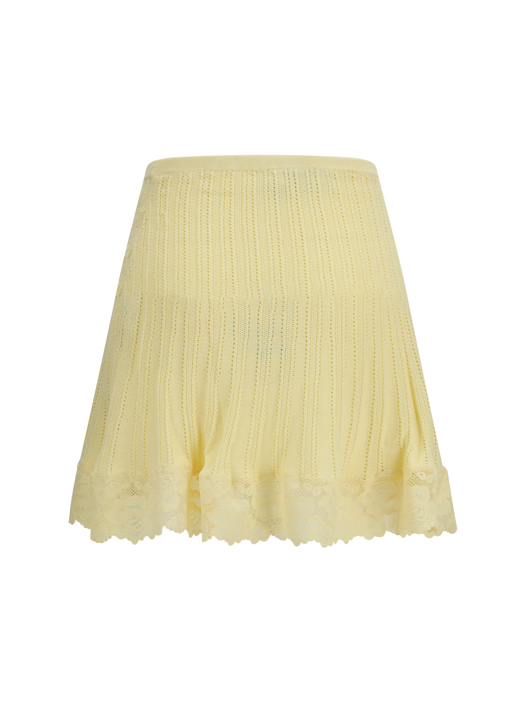 pointelle knit mini skirt