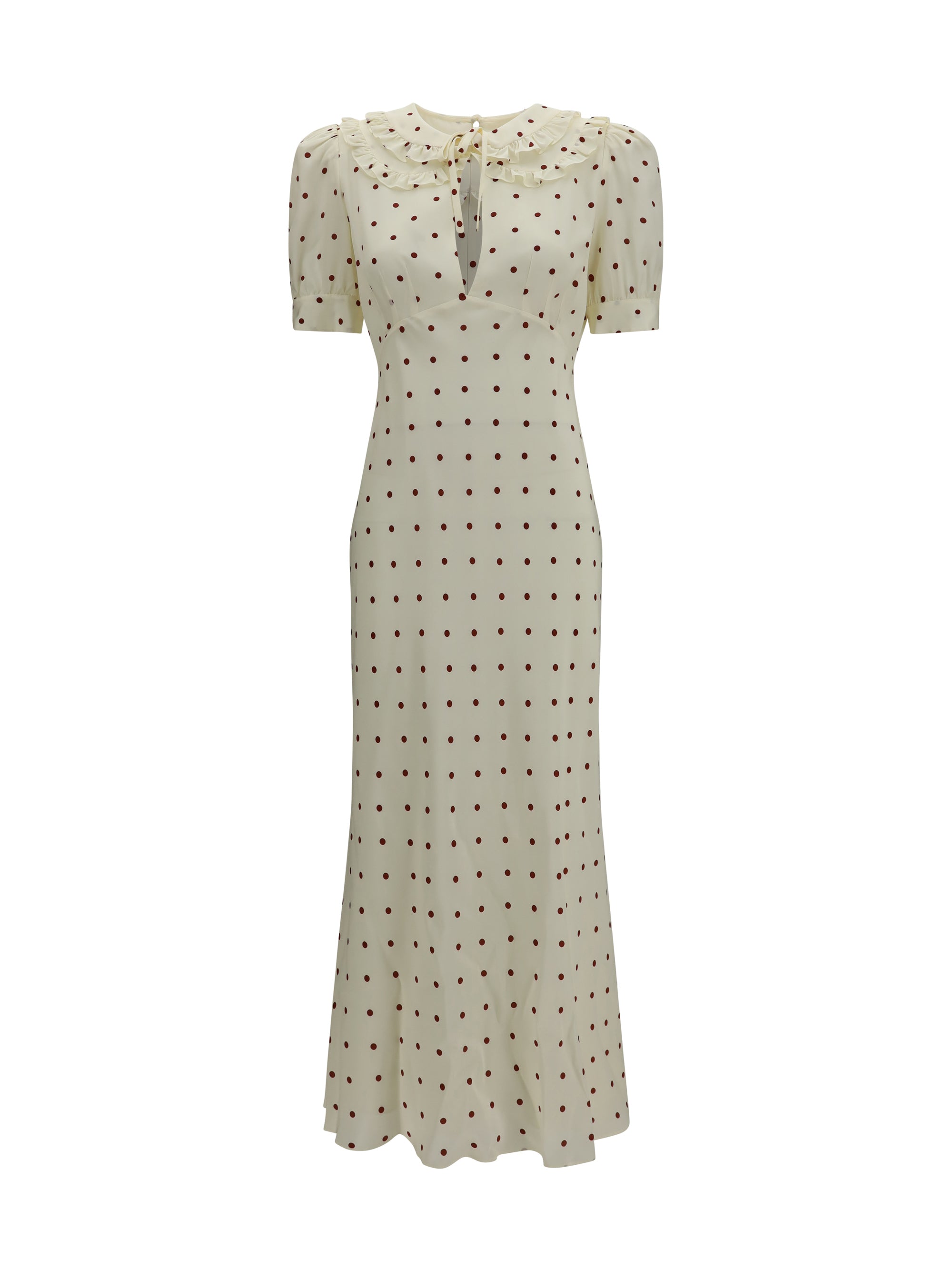 silk polka-dot midi dress