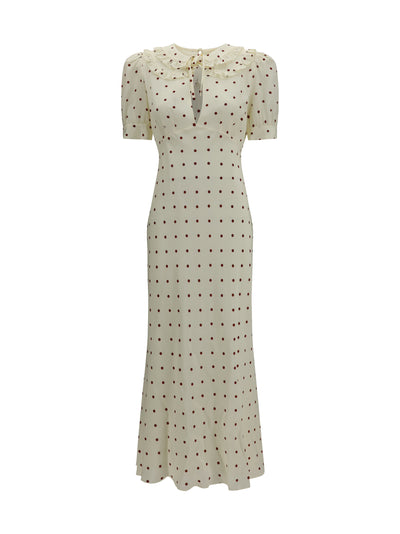 silk polka-dot midi dress