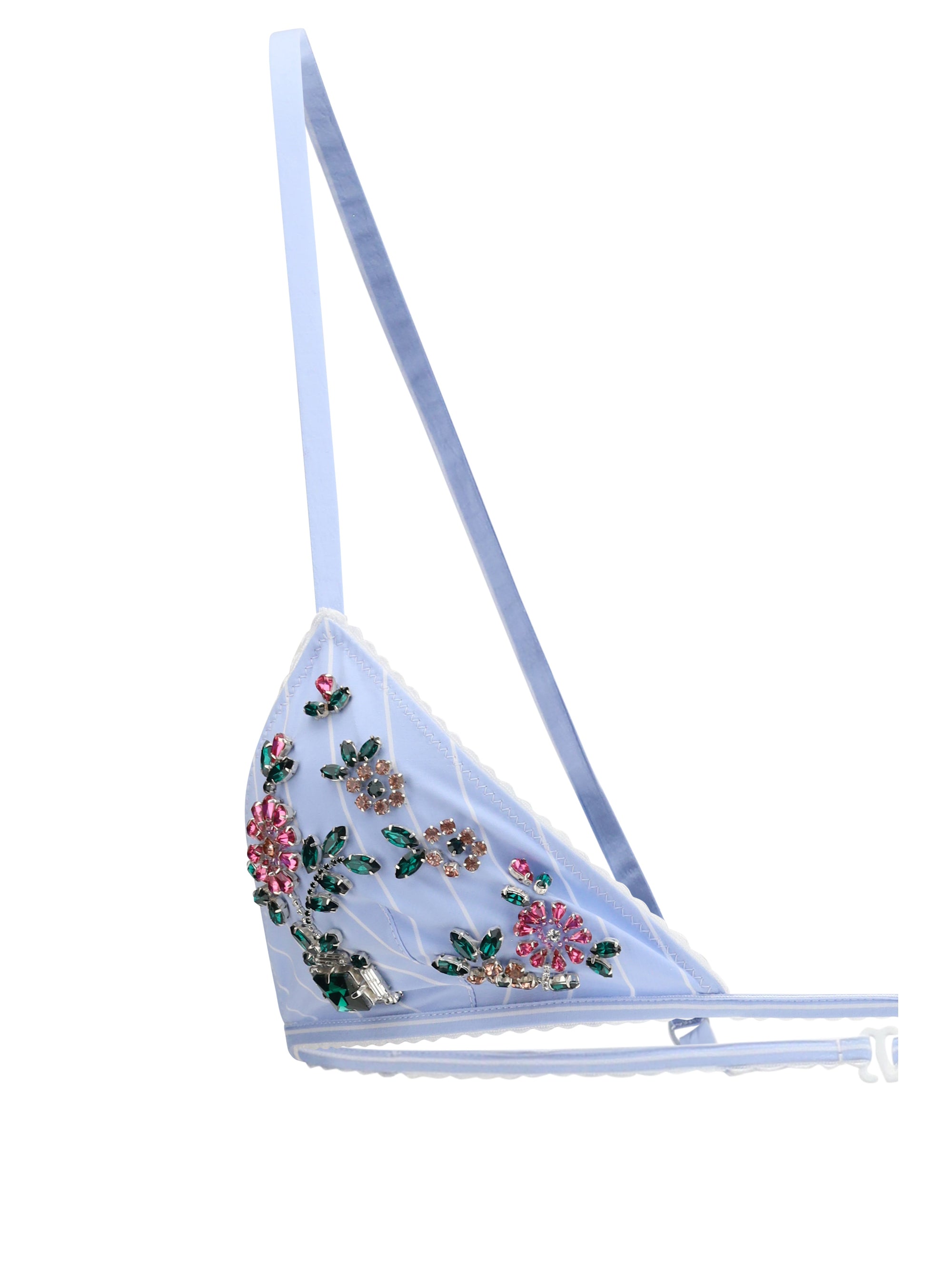 striped poplin embroidered bra