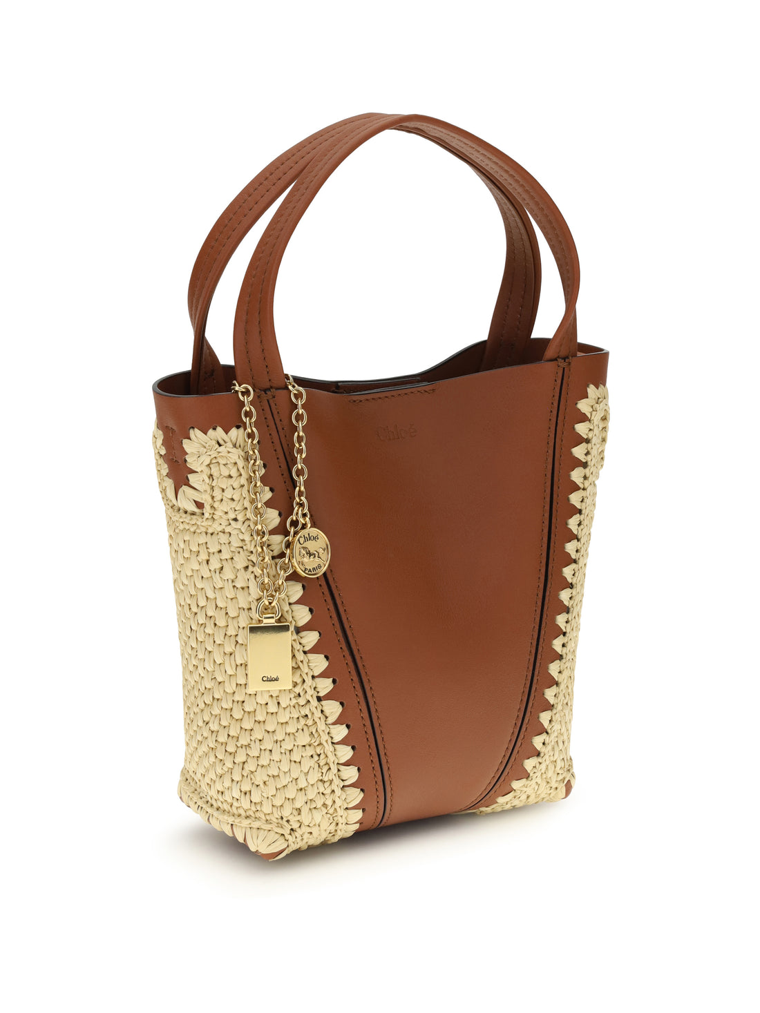 CHLOÉ OS spin raffia bucket bag 