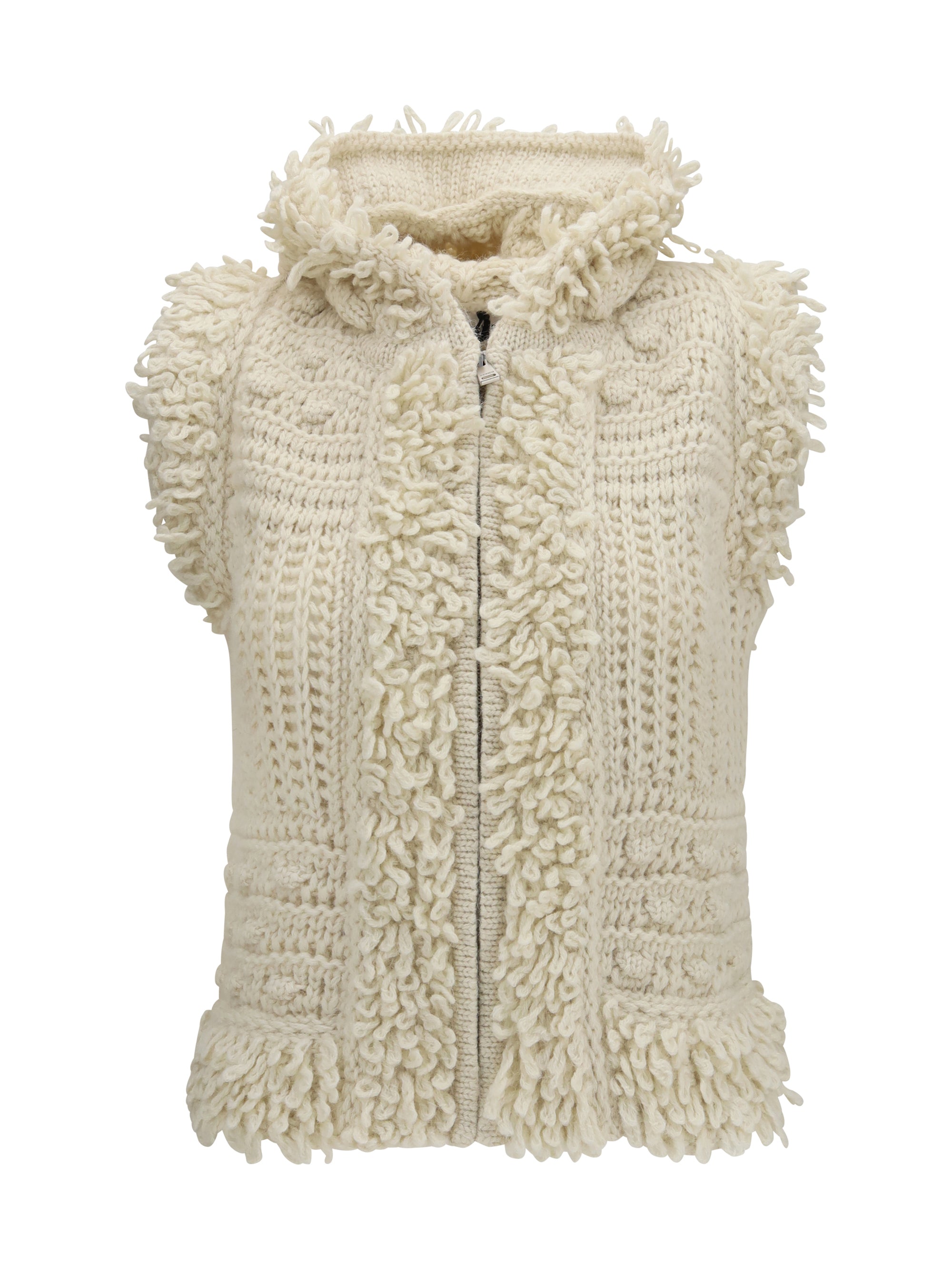 wool and alpaca hooded gilet