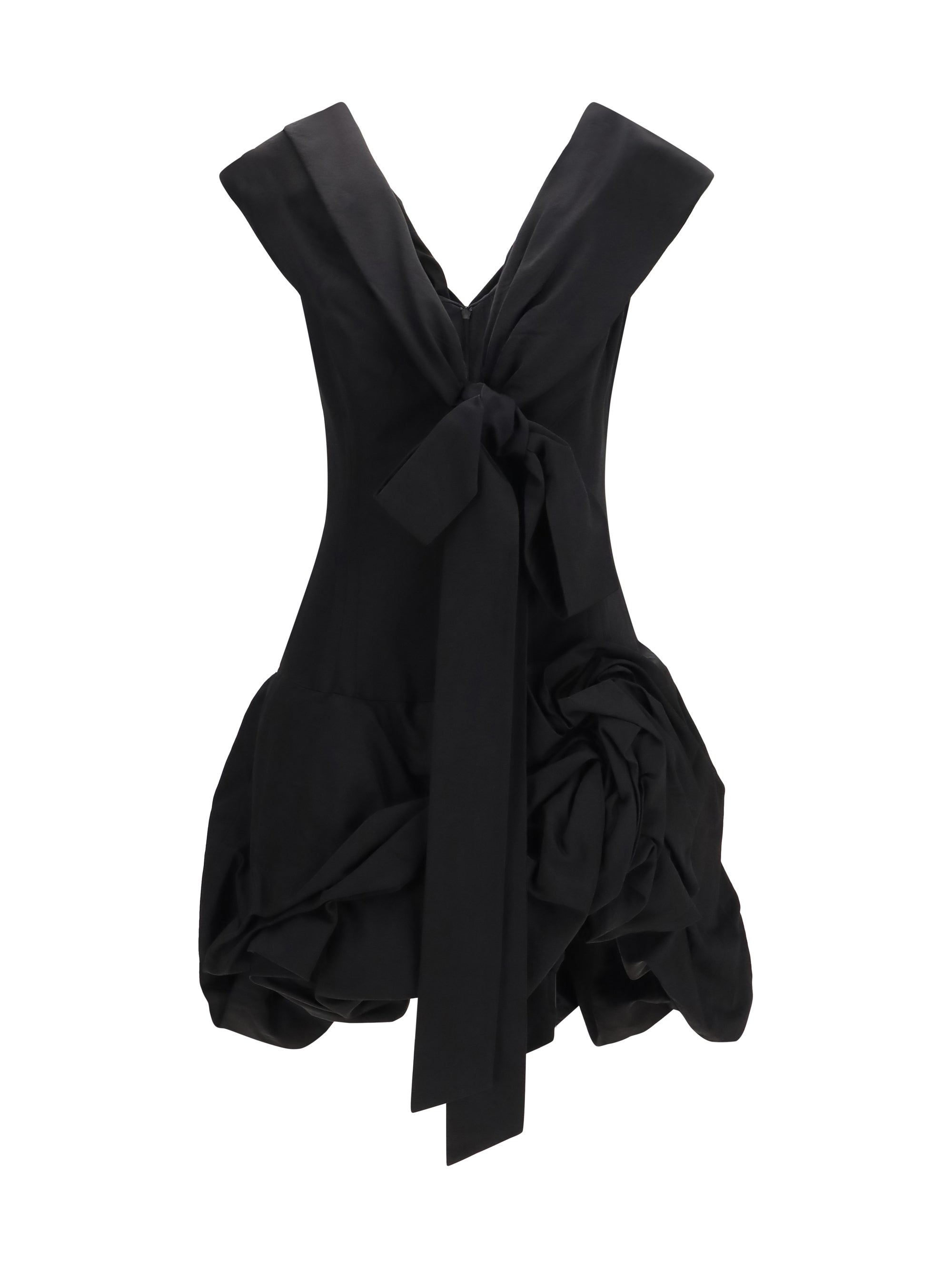 midi dress with draped shawl collar