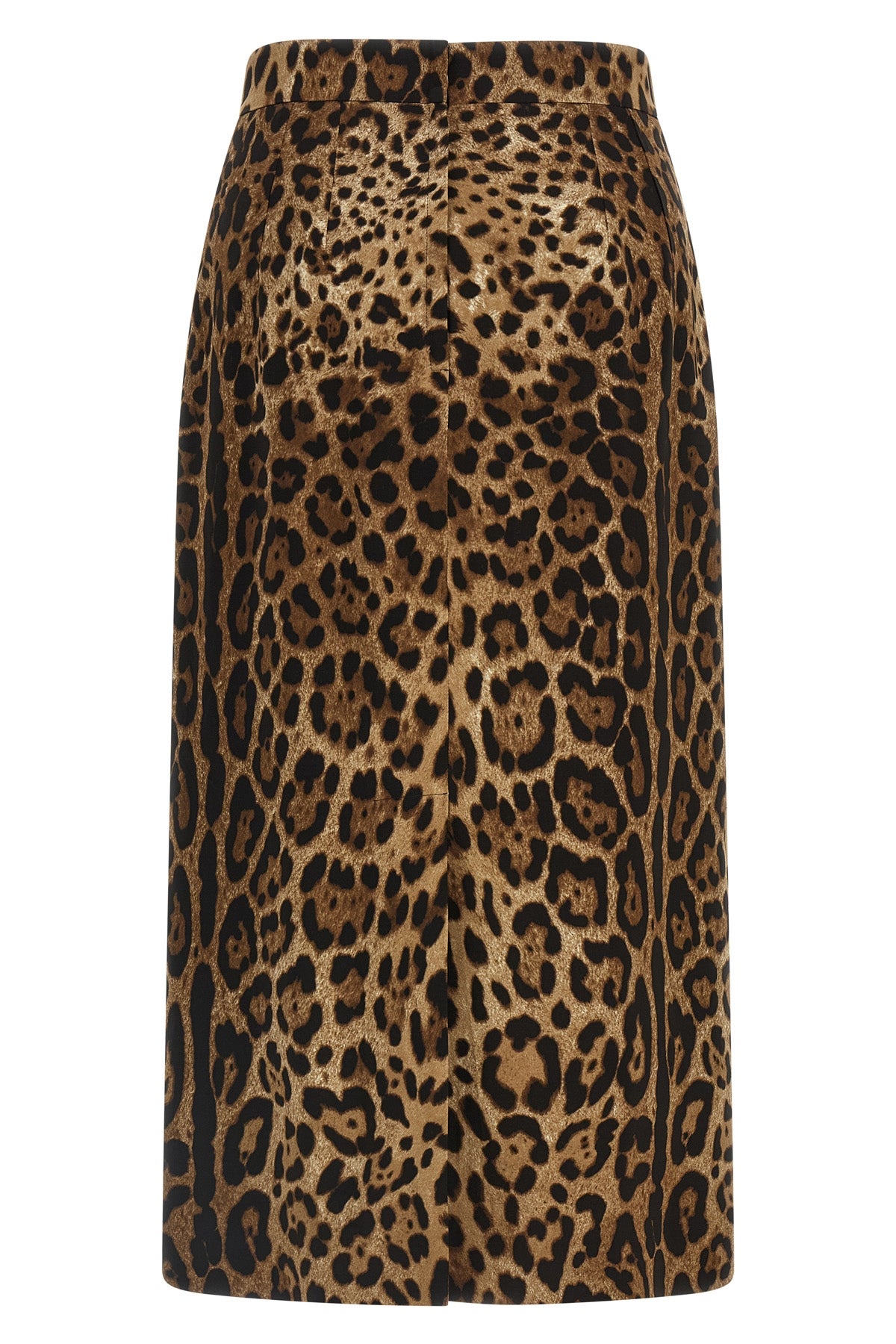 the all-over leo animal print longuette skirt by dolce & gabbana defines a rig