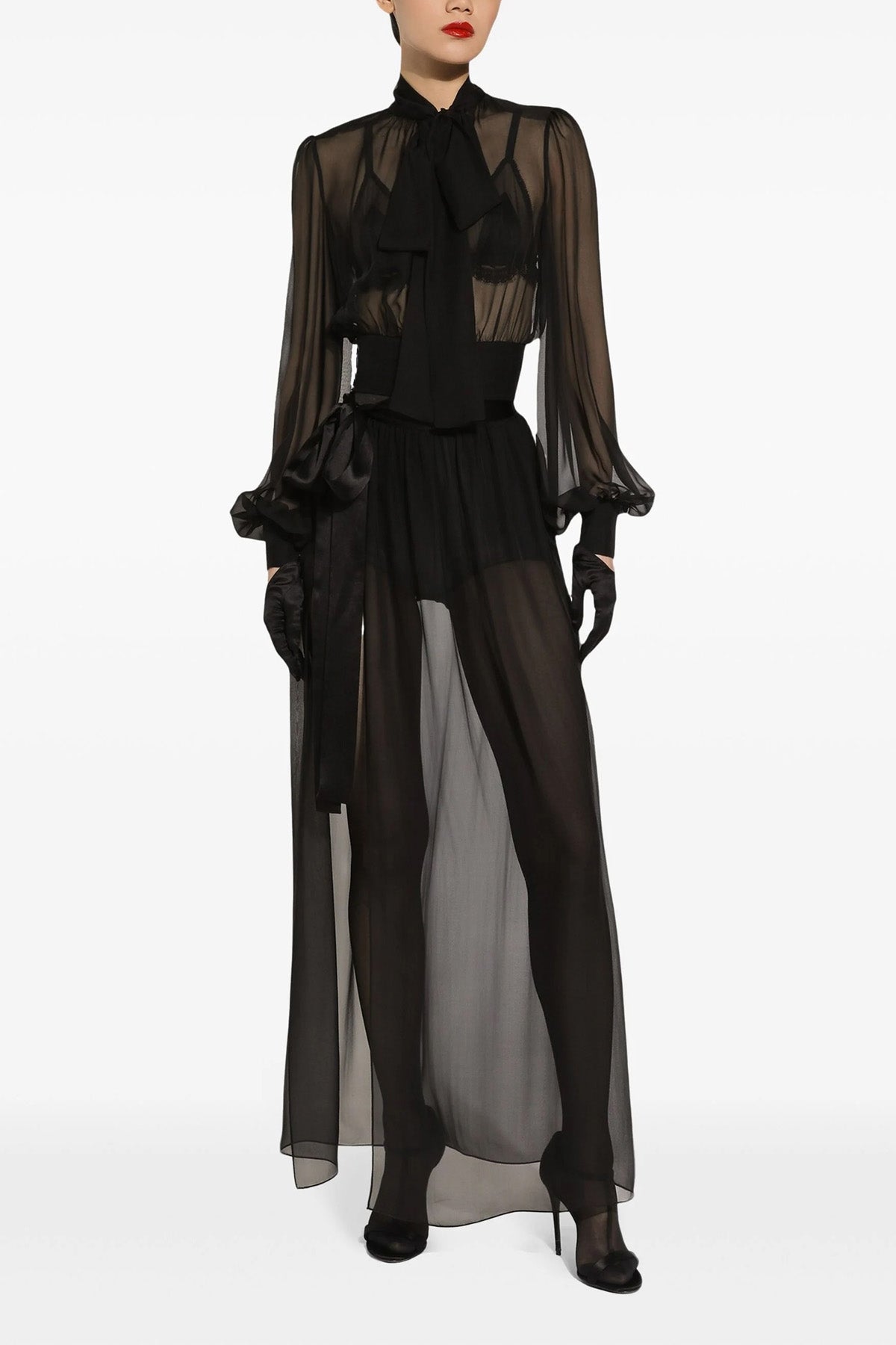 long silk chiffon skirt